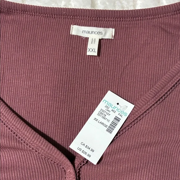 Maurices Dusty Rose Long Sleeve Top - Picture 3 of 3
